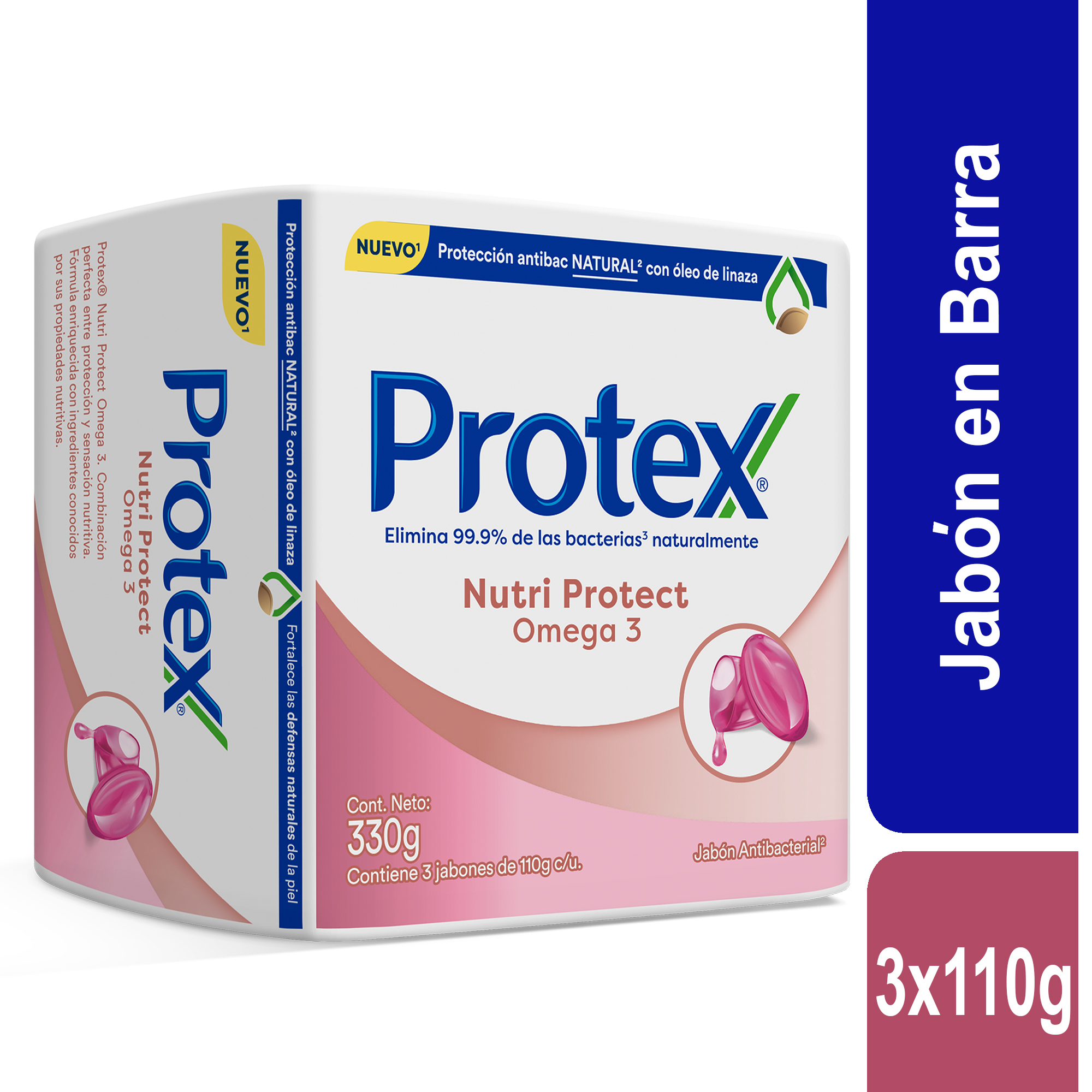 Jabón Antibacterial Protex Omega3 Tripack 110gr