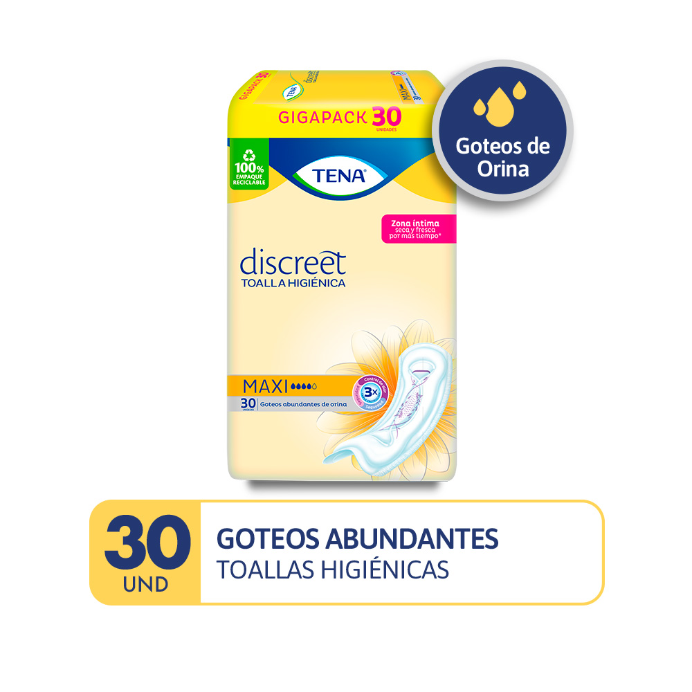 Toalla Higiénica TENA Discreet Maxi 30 Unidades