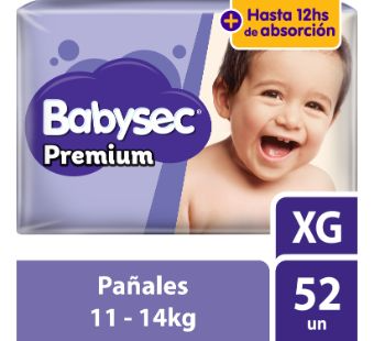 Pañal Babysec Premium Supermega XG ByS
