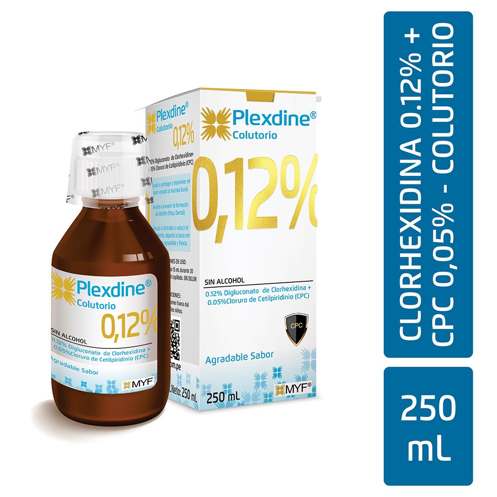  PLEXDINE® 0.12% Frasco x 250ml Colutorio Clorhexidina 0.12% + CPC 0.05%