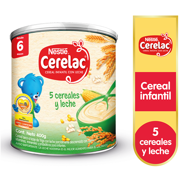 Cereal Infantil Cerelac 5 Cereales y Leche 