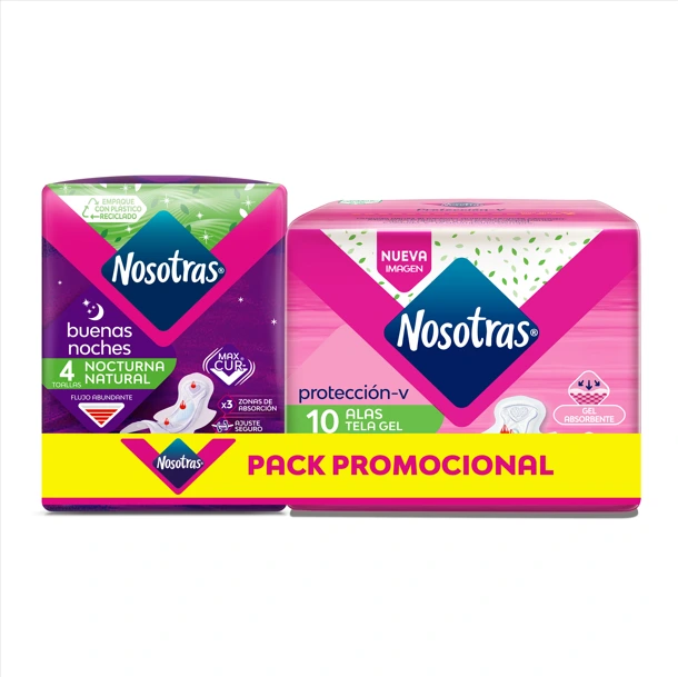 Pack Nosotras Alas Tela Gel x10 + Nocturna x4