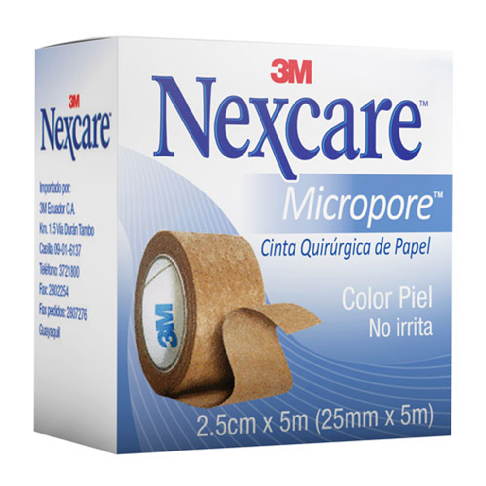 Cinta Micropore Nexacre, Beige, 25 mm x 5 m